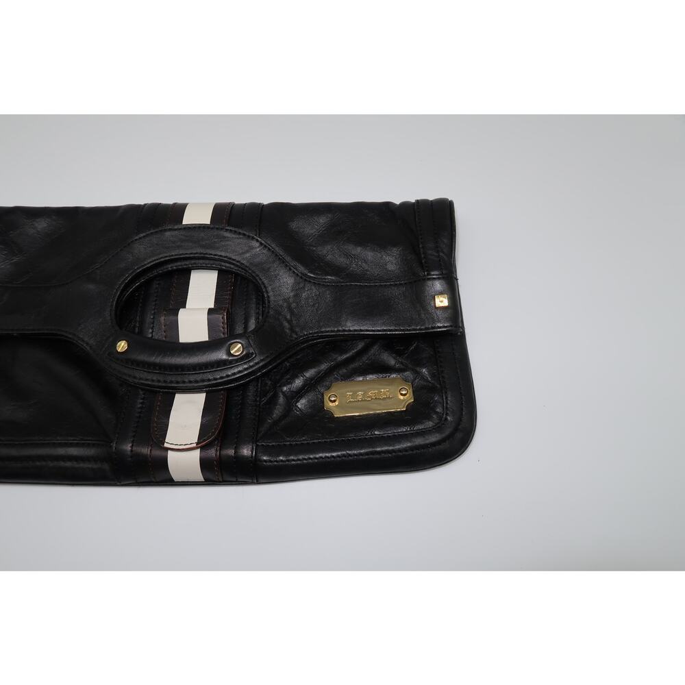 LAMB by Gwen Stefani Quilted Leather Fold-Over Clutch Black OS - Picture 14 of 14